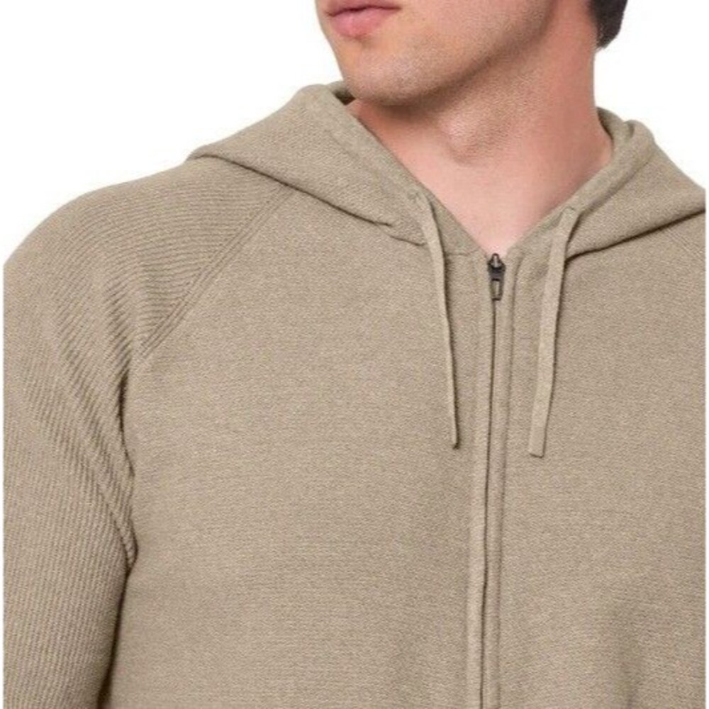 Modern Ambition Men's Full Zip Hooded Recycled Knit Jacket Tan Small NWT - Picture 3 of 4